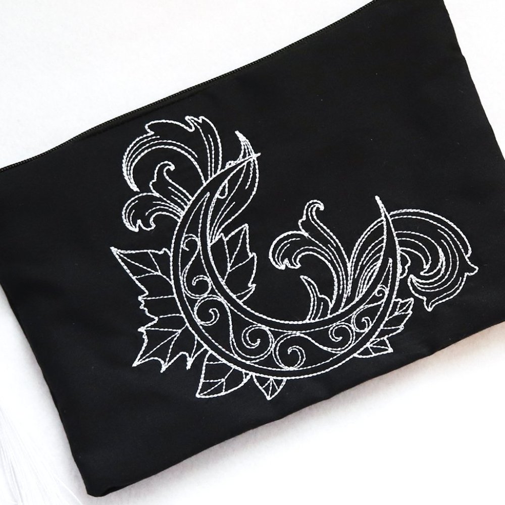 Scrollwork Crescent Moon Wristlet Purse